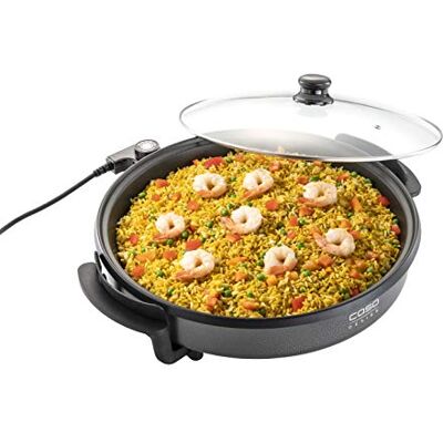 Caso Professionele partypan, elektrische multifunctionele pan voor pizza, hamburgers, groenten enz., tot ca. 240 °C, warmhoudfunctie, zwart Caso Professionele partypan, elektrische multifunctionele pan voor pizza, hamburgers, groenten enz., tot ca. 240 °C, warmhoudfunctie, zwart
