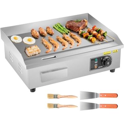 VEVOR Elektrische plaat voor commercieel koken, elektrische grill voor platte barbecue, 535 x 300 mm, 3200 W, temperatuur instelbaar tussen 50 en 300 °C, roestvrijstalen bankrooster voor steaks VEVOR Elektrische plaat voor commercieel koken, elektrische grill voor platte barbecue, 535 x 300 mm, 3200 W, temperatuur instelbaar tussen 50 en 300 °C, roestvrijstalen bankrooster voor steaks