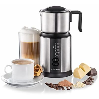 Cloer 7789 XL800 inductie-melkopschuimer, melkschuim 600 ml, warme chocolademelk 500 ml, container 800 ml, elektronische bediening, 500 W, magnetische schuimspoel, roestvrijstalen kan Cloer 7789 XL800 inductie-melkopschuimer, melkschuim 600 ml, warme chocolademelk 500 ml, container 800 ml, elektronische bediening, 500 W, magnetische schuimspoel, roestvrijstalen kan