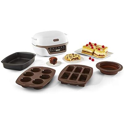 Tefal Cake Factory slim bakapparaat voor taarten, gebruiksvriendelijk bakken, gebak, broodbakmachine, muffins, inclusief 4 bakvormen, 5 programma's, compatibel met Crispybake KD802112 Tefal Cake Factory slim bakapparaat voor taarten, gebruiksvriendelijk bakken, gebak, broodbakmachine, muffins, inclusief 4 bakvormen, 5 programma's, compatibel met Crispybake KD802112