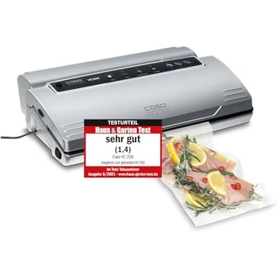 Caso VC200 Vacuümsealer, 8 x langere frisheid, dubbel gelast, instelbare vacuümdikte, met filmdoos, cutter, 2 rollen professionele folie, flexibel Caso VC200 Vacuümsealer, 8 x langere frisheid, dubbel gelast, instelbare vacuümdikte, met filmdoos, cutter, 2 rollen professionele folie, flexibel