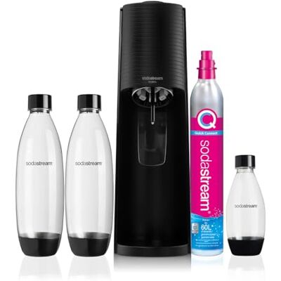sodastream Terra Black Value Pack x3 met 2 x 1L 1 x 1/2L fles vaatwasmachinebestendig en 1 x Quick Connect-cilinder, zwart sodastream Terra Black Value Pack x3 met 2 x 1L 1 x 1/2L fles vaatwasmachinebestendig en 1 x Quick Connect-cilinder, zwart
