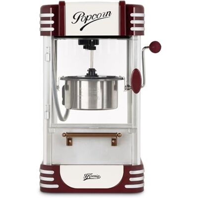H.Koenig POP330 Popcorn-machine, eenvoudig en snel huis, retro design, pan van roestvrij staal en aluminium, capaciteit 50 g, magnetische deur, 360 W H.Koenig POP330 Popcorn-machine, eenvoudig en snel huis, retro design, pan van roestvrij staal en aluminium, capaciteit 50 g, magnetische deur, 360 W