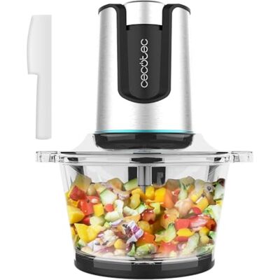 Cecotec ChopBeat 2000 Delhi Glass Elektrische hakmolen voor levensmiddelen, 500 W, hakt, snijdt en maalt vlees, groenten en ijs, 4 vellen van roestvrij staal, 2 snelheden, kom van 500 g Cecotec ChopBeat 2000 Delhi Glass Elektrische hakmolen voor levensmiddelen, 500 W, hakt, snijdt en maalt vlees, groenten en ijs, 4 vellen van roestvrij staal, 2 snelheden, kom van 500 g