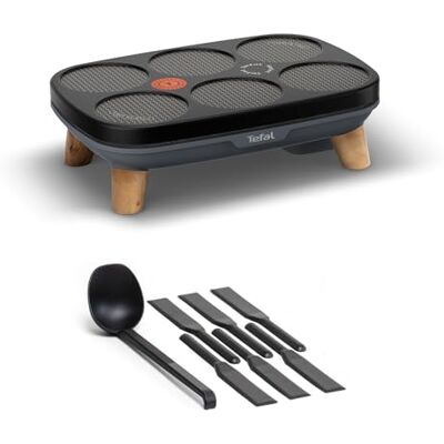 Tefal Gourmet Crêpemaker Elektrische crêpemaker antiaanbaklaag 6 afdrukken Mini pannenkoekenmaker voor 6 personen, instelbare thermostaat, titanium antiaanbaklaag, inclusief accessoires Tefal Gourmet Crêpemaker Elektrische crêpemaker antiaanbaklaag 6 afdrukken Mini pannenkoekenmaker voor 6 personen, instelbare thermostaat, titanium antiaanbaklaag, inclusief accessoires