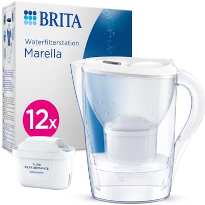 Brita waterfilterkan Marella Cool white (2,4L) incl. 12x MAXTRA PRO ALL-IN-1 filter die PFAS* en kalkaanslag vermindert, past in koelkastdeur, digitale vervangingsindicator en handig vuldeksel Brita waterfilterkan Marella Cool white (2,4L) incl. 12x MAXTRA PRO ALL-IN-1 filter die PFAS* en kalkaanslag vermindert, past in koelkastdeur, digitale vervangingsindicator en handig vuldeksel