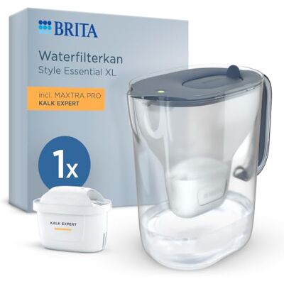 Brita Style Essential XL waterfilter steenblauw (3,6 l) met 1 MAXTRA PRO Extra kalkbescherming grote filterkan met Smart Light LED en klapdeksel, filtert verontreinigingen en carafe grand volume Bleue(3.6L) avec l'indicateur Smart LED Light et couvercle Brita Style Essential XL waterfilter steenblauw (3,6 l) met 1 MAXTRA PRO Extra kalkbescherming grote filterkan met Smart Light LED en klapdeksel, filtert verontreinigingen en carafe grand volume Bleue(3.6L) avec l'indicateur Smart LED Light et couvercle