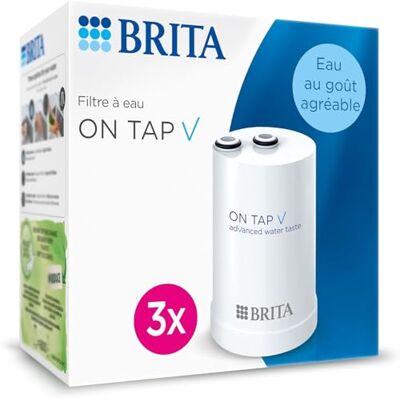 Brita Set van 3 waterfilters op Tap V (= 4 maanden filtering) – voor gefilterd water met een aangename smaak, direct vanuit je keukenkraan. Brita Set van 3 waterfilters op Tap V (= 4 maanden filtering) – voor gefilterd water met een aangename smaak, direct vanuit je keukenkraan.