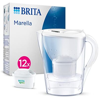 Brita waterfilterkan Marella Cool white (2,4L) incl. 12x MAXTRA PRO ALL-IN-1 filter die PFAS* en kalkaanslag vermindert, past in koelkastdeur, digitale vervangingsindicator en handig vuldeksel Brita waterfilterkan Marella Cool white (2,4L) incl. 12x MAXTRA PRO ALL-IN-1 filter die PFAS* en kalkaanslag vermindert, past in koelkastdeur, digitale vervangingsindicator en handig vuldeksel