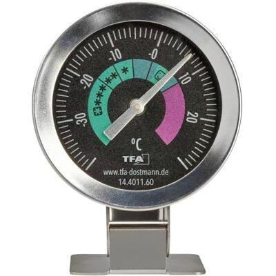 TFA Dostmann 14.4011.60 analoge koelkastthermometer van roestvrij staal, ook geschikt voor vriezers, magazijnen tot -40 °C, zilver TFA Dostmann 14.4011.60 analoge koelkastthermometer van roestvrij staal, ook geschikt voor vriezers, magazijnen tot -40 °C, zilver