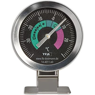 TFA Dostmann 14.4011.60 Analoge koelkastthermometer van roestvrij staal, ook geschikt voor vriezers, magazijnen tot -40 °C, zilver TFA Dostmann 14.4011.60 Analoge koelkastthermometer van roestvrij staal, ook geschikt voor vriezers, magazijnen tot -40 °C, zilver