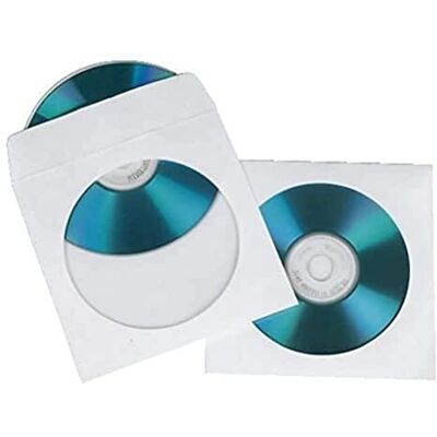 Hama Beschermhoezen (van papier voor CD/DVD/Blu-Ray, afsluitbaar, 100 stuks) wit/transparant Hama Beschermhoezen (van papier voor CD/DVD/Blu-Ray, afsluitbaar, 100 stuks) wit/transparant