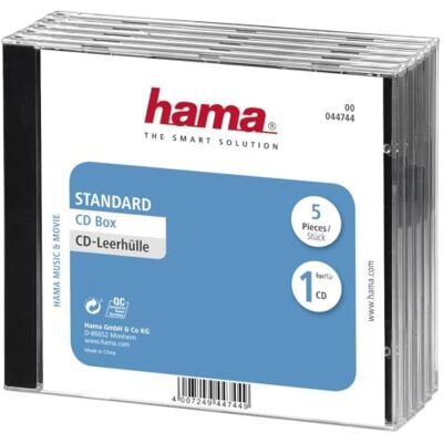 Hama Standaard hoes (voor cd's en blu-ray-discs, cd-beschermhoes, 5 stuks), zwart/transparant Hama Standaard hoes (voor cd's en blu-ray-discs, cd-beschermhoes, 5 stuks), zwart/transparant