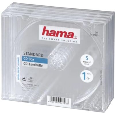 Hama Standaard behuizing (voor CD en Blu-Ray Discs, CD-beschermhoes, 5-pack) transparant Hama Standaard behuizing (voor CD en Blu-Ray Discs, CD-beschermhoes, 5-pack) transparant