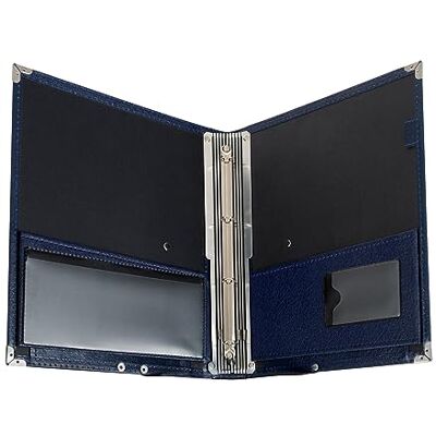 Classic Cantabile Deluxe bladmuziekmap van kunstleer voor koorbladmuziek tot DIN A4, met binnenvak en beschermhoeken, blauw. Classic Cantabile Deluxe bladmuziekmap van kunstleer voor koorbladmuziek tot DIN A4, met binnenvak en beschermhoeken, blauw.