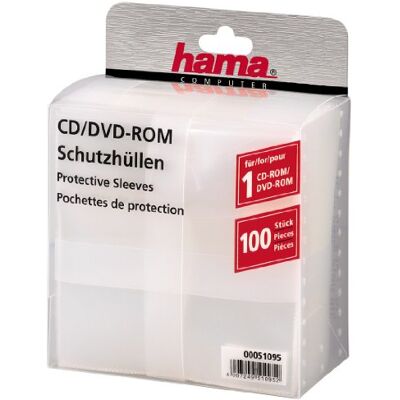 Hama 100 beschermhoezen voor CD ROM/DVD ROM, transparant Hama 100 beschermhoezen voor CD ROM/DVD ROM, transparant