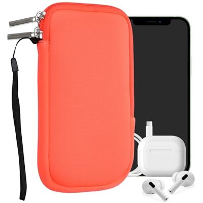 kwmobile Tasje voor smartphones L 6,5" Insteekhoesje van neopreen in neon koraal Maat: 16,5 x 8,9 cm kwmobile Tasje voor smartphones L 6,5" Insteekhoesje van neopreen in neon koraal Maat: 16,5 x 8,9 cm