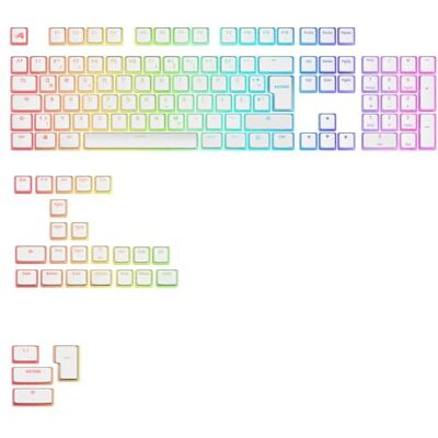 GLORIOUS Gaming Aura RGB GPBT toetsen: Pudding, PBT doubleshot, doorschijnend, wit, voor mechanische toetsenborden Custom formaten 100, 75, 65 en 60%, ANSI, ISO, Duitse QWERTZ-lay-out GLORIOUS Gaming Aura RGB GPBT toetsen: Pudding, PBT doubleshot, doorschijnend, wit, voor mechanische toetsenborden Custom formaten 100, 75, 65 en 60%, ANSI, ISO, Duitse QWERTZ-lay-out
