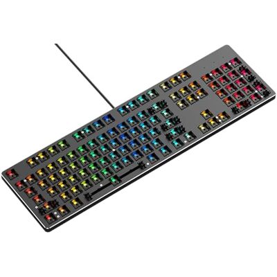 GLORIOUS Barebones Gaming GMMK Full Size 100%, (alleen frame), mechanisch gamingtoetsenbord, RGB per toets, hot-swappable en aanpasbaar, Amerikaanse lay-out/ANSI, zwart GLORIOUS Barebones Gaming GMMK Full Size 100%, (alleen frame), mechanisch gamingtoetsenbord, RGB per toets, hot-swappable en aanpasbaar, Amerikaanse lay-out/ANSI, zwart