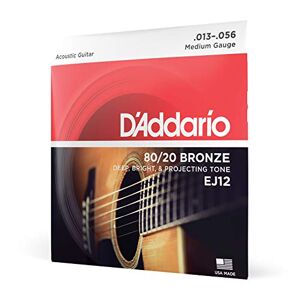 D'Addario Folk gitaarsnaren, EJ12, bronzen snaren voor akoestische gitaar, brons 80/20, medium 13-56