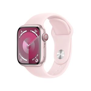 Apple Watch Series 9 (41 mm GPS + Cellular) Smartwatch met roze aluminium behuizing en lichtroze sportarmband (M/L). Tracker voor fysieke activiteit, apps voor zuurstof in het bloed en ECG,