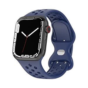VIGTMO Compatibel met Apple Watch armband 38 mm, 40 mm, 41 mm, ademende siliconen armband, dubbel gat voor iWatch Series 7, 6, 5, 4, 3, 2, 1, SE (blauw)