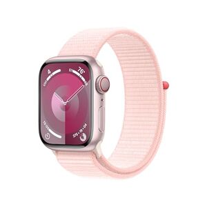 Apple Watch Series 9 (41 mm GPS + Cellular) Smartwatch met roze aluminium behuizing en lichtroze sportarmband. Tracker voor fysieke activiteit, apps voor zuurstof in het bloed en ECG, CO2-neutraal