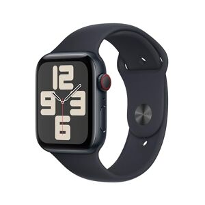 Apple Watch SE (2e generatie, 2023) (44 mm GPS + cellular) smartwatch met aluminium behuizing en sportarmband middernacht S/M. Bewaking van fysieke activiteit en slaap, detectie van ongevallen
