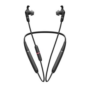 Jabra Evolve 65e in-ear hoofdtelefoon, Bluetooth-hoofdtelefoon, actieve ruisonderdrukking, geünificeerde communicatie, halsomtrek, draadloze oproepen, muziek, trilalarm, zwart