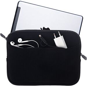 honju Neopreen zak voor 10-11 inch tablet, groot buitenvak met ritssluiting en zachte binnenvoering, zwart