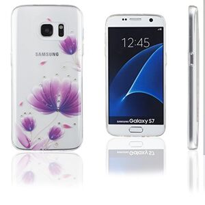 Xcessor TPU-beschermhoes voor Samsung Galaxy S7 SM-G930, bloemenpatroon, transparant/roze