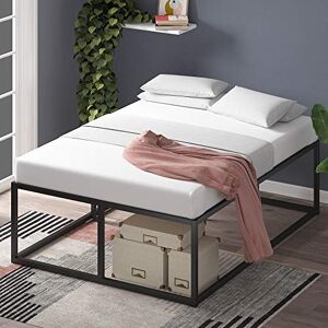 Zinus Joseph 46 cm bedframe met metalen platform, basis voor matrassen, houten latten, kofferbak onder het bed, 120 x 190 cm, zwart