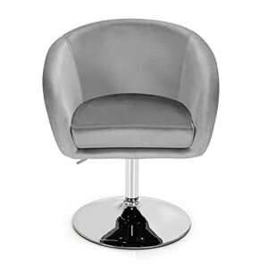 COSTWAY Barkruk, accentstoel, 360° draaibaar, in hoogte verstelbare gevoerde stoel, eetkamerstoel van fluweel (grijs)