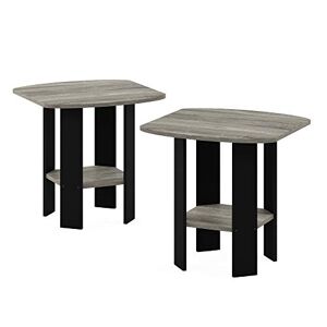 Furinno Eenvoudig design eindtafels, hout, Frans eiken, grijs/zwart, één maat, één maat