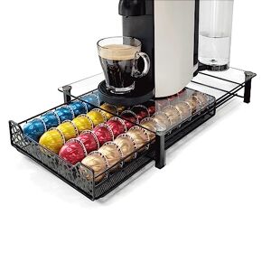 RECAPS Koffiepad-organizer voor koffiepads, compatibel met Vertuoline en VertuolinePlus-machines, lade van gehard glas voor het opbergen van 40 koffiepads (koffiepads niet inbegrepen)