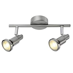 Brilliant G57413/77 LED-plafondlamp, 2 lampen, Ryan, 7 W, GU10, metaal, kleur: staal/chroom, 3 W