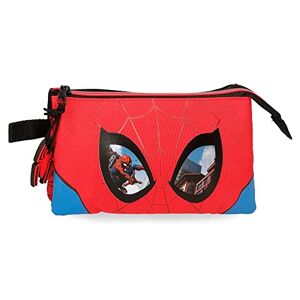 Marvel 2834321 Spiderman-beschermhoes, drievoudig, rood, 22 x 12 x 5 cm, polyester, rood, drievoudig etui, Rood, Drievoudig etui