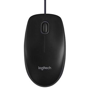 Logitech B100 USB-muis, bekabeld, 3 toetsen, optische tracking, dubbelhandig, compatibel met PC/Mac/Laptop/Chromebook, zwart
