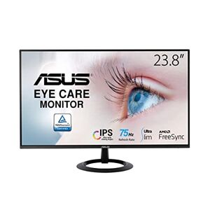 Asus VZ24EHE 23,8 inch zwarte FHD PC monitor IPS-paneel 75Hz 1ms 1920x1080-250cd/m² HDMI en VGA profiel en dunne randen flikkervrij blauwlichtfilters AMD FreeSync