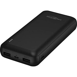 Ansmann Powerbank 20.000 mAh (1 stuk) externe batterij met dubbele poorten met led-laadindicator, externe USB C-batterij voor Samsung smartphone, Google, Apple enz.