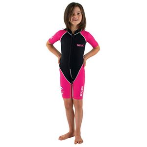 SEAC Dolphin 1,5 mm neopreen en lycra, kort kinderpak, voor zwemmen, waterspelen en snorkelen, jongeren, uniseks, kinderen, fuchsia/zwart, 9 jaar