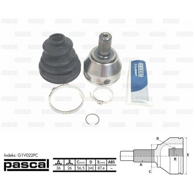 Homokineet Reparatie Set, Aandrijfas Pascal G1v022pc Homokineet Reparatie Set, Aandrijfas Pascal G1v022pc