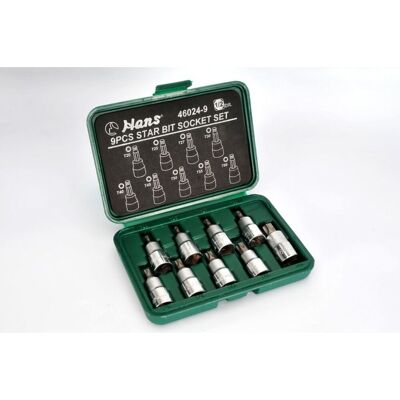 Torx Dopsleutelset Hans 1/2 Inch 9 Stuk (T20 - T60) 55mm Torx Dopsleutelset Hans 1/2 Inch 9 Stuk (T20 - T60) 55mm
