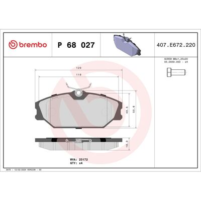Remblokset Brembo P 68 027, Voor Remblokset Brembo P 68 027, Voor