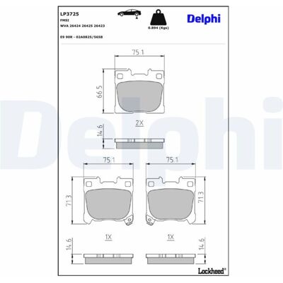 Remblokset Delphi Lp3725, Achter Remblokset Delphi Lp3725, Achter