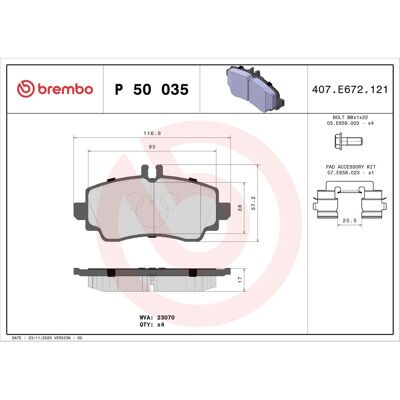Remblokset Brembo P 50 035, Voor Remblokset Brembo P 50 035, Voor