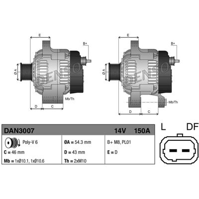 Driefasige Generator Denso Dan3007 Driefasige Generator Denso Dan3007