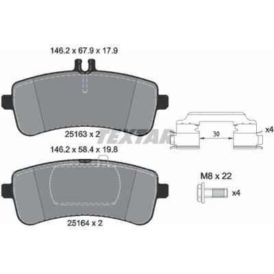 Remblokset Textar 2516301, Achter Remblokset Textar 2516301, Achter