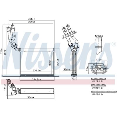 Warmtewisselaar, Interieur Verwarming Nissens 707299 Warmtewisselaar, Interieur Verwarming Nissens 707299