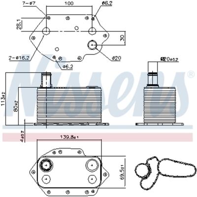 Olie Radiator, Motorolie Nissens 90905 Olie Radiator, Motorolie Nissens 90905